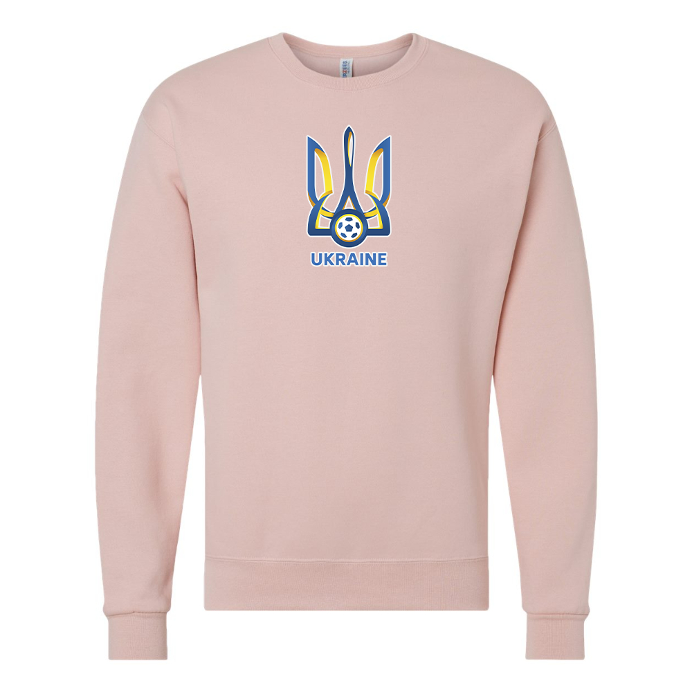 Men's Ukraine National Football Soccer Team  JERZEES NuBlend Crewneck Sweatshirt